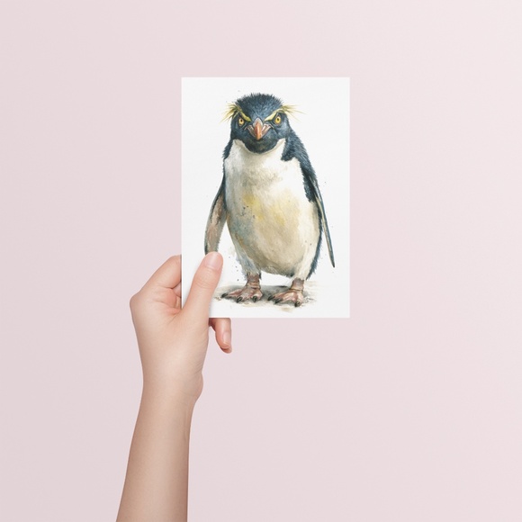 Watercolor Erect-Crested Penguin Wall Art Print Unframed - Antarctic Charm - Picture 5 of 7